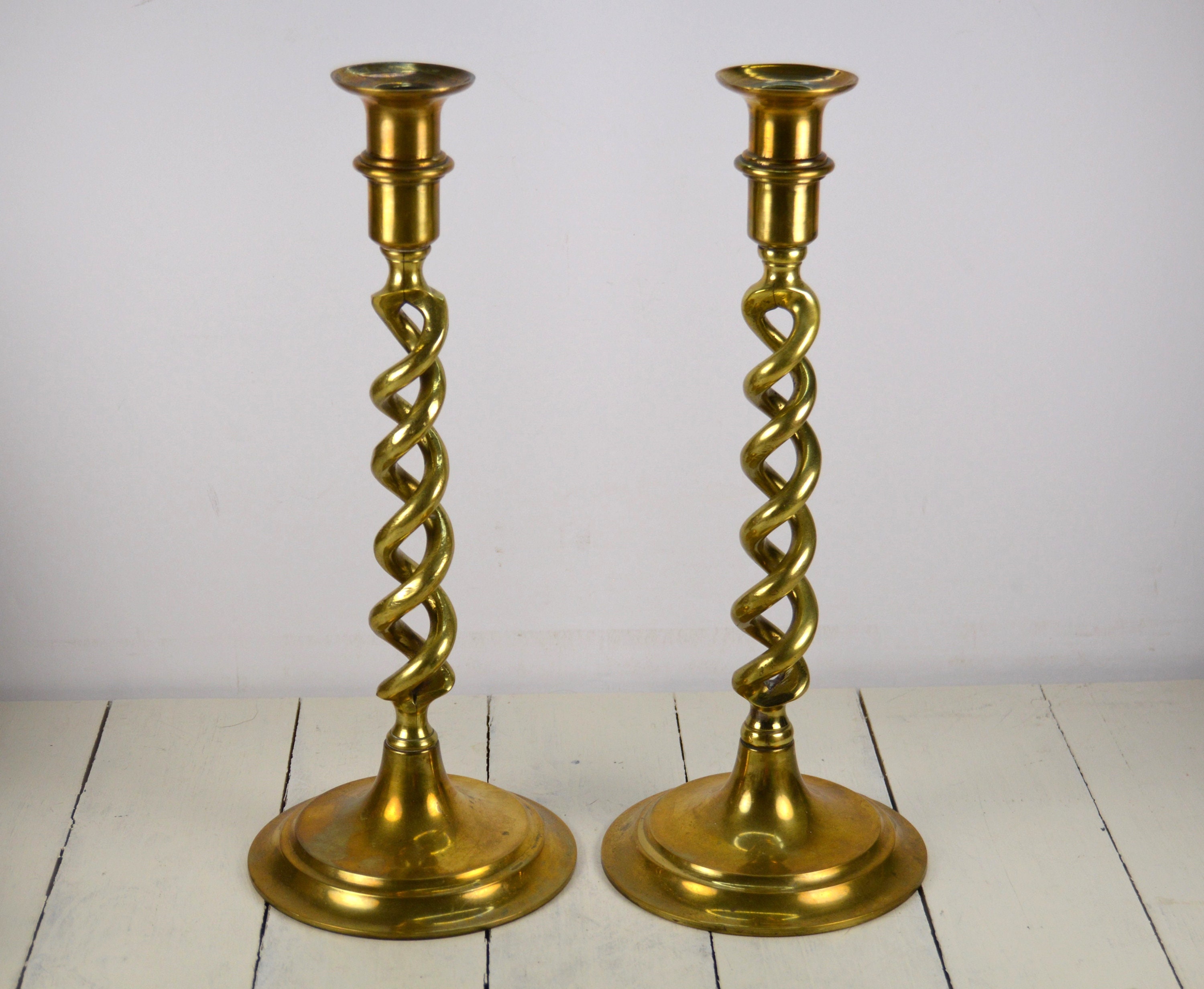 Antique Barley Twist Candlesticks Large Heavy Brass Primitive Farmhouse  Home Decor 11 7/8tall RUSTIC -  Canada