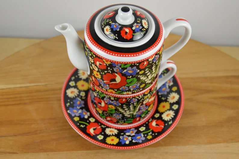 Vera Bradley Poppy Fields 8 Oz Individual Cup And Teapot Set Etsy