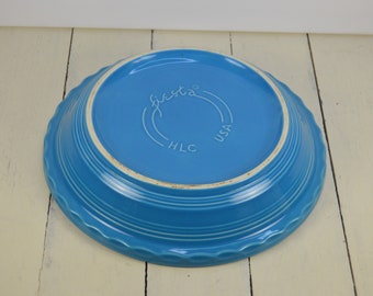 Fiesta PEACOCK Blue 10" Pie Plate, Pie Baker Serving Plate, Turquoise Blue, Raised Rings, Fiestaware HLC Homer Laughlin, Used