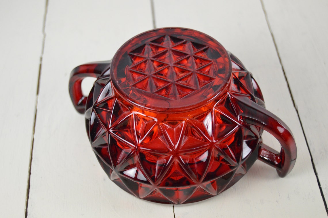Imperial Glass MT VERNON RED Open Sugar Bowl With Handles Etsy UK