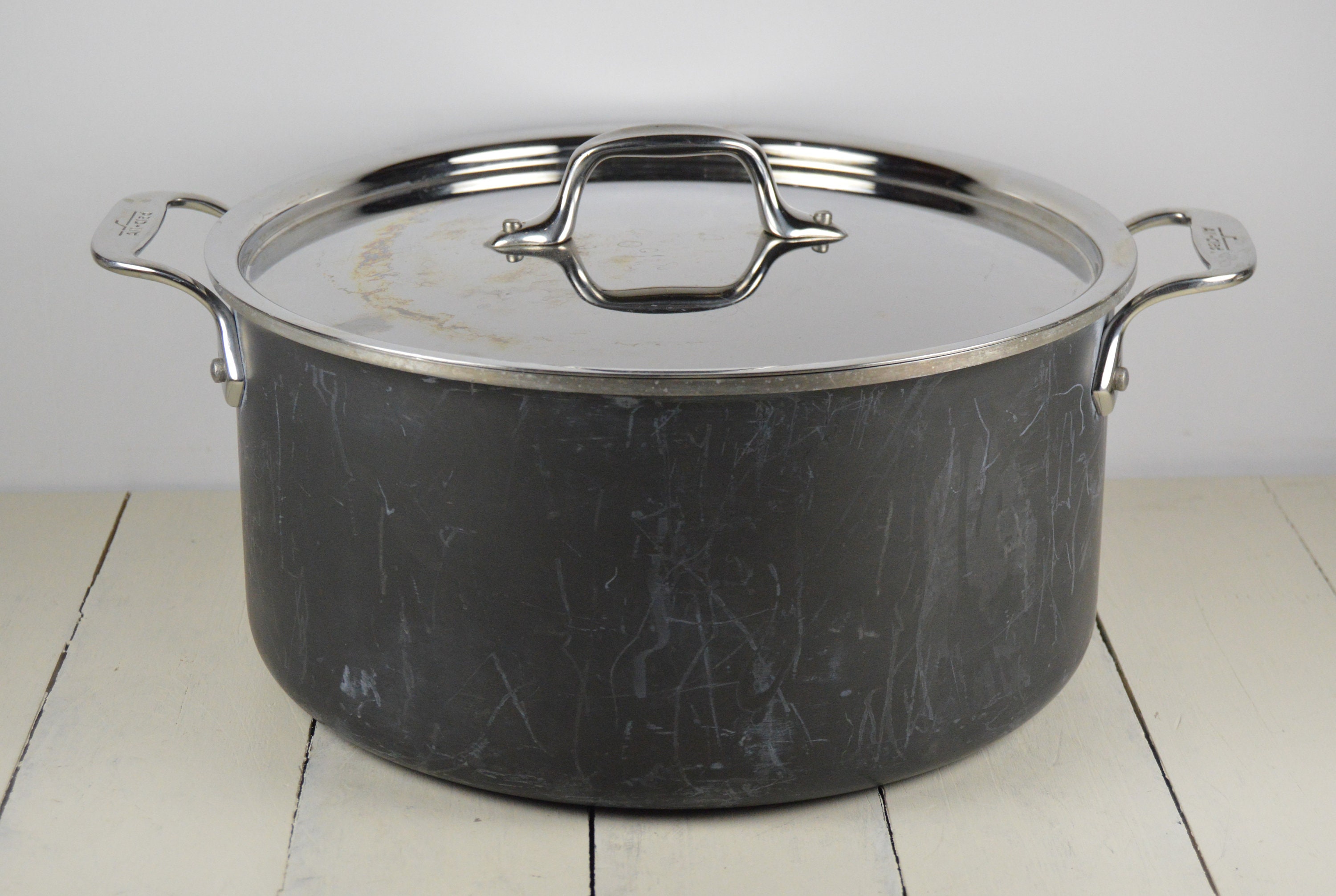All-clad LTD 8 Quart Stock Pot With Lid, Stainless Steel With Hard Anodized  Outer, Aluminum Core, Handles, Used 
