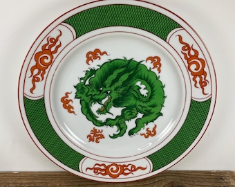 [極美品]ヴィンテージfitz ＆floydフィッツ＆フロイド社製 龍文三段重箱 Fitz and Floyd Dragon Crest Green Dinner Plate, Vintage Green Red