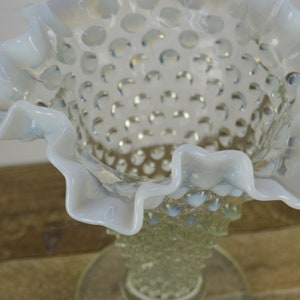 Fenton HOBNAIL FRENCH Opalescent Double Crimped 7.5" Vase, Clear Glass ...