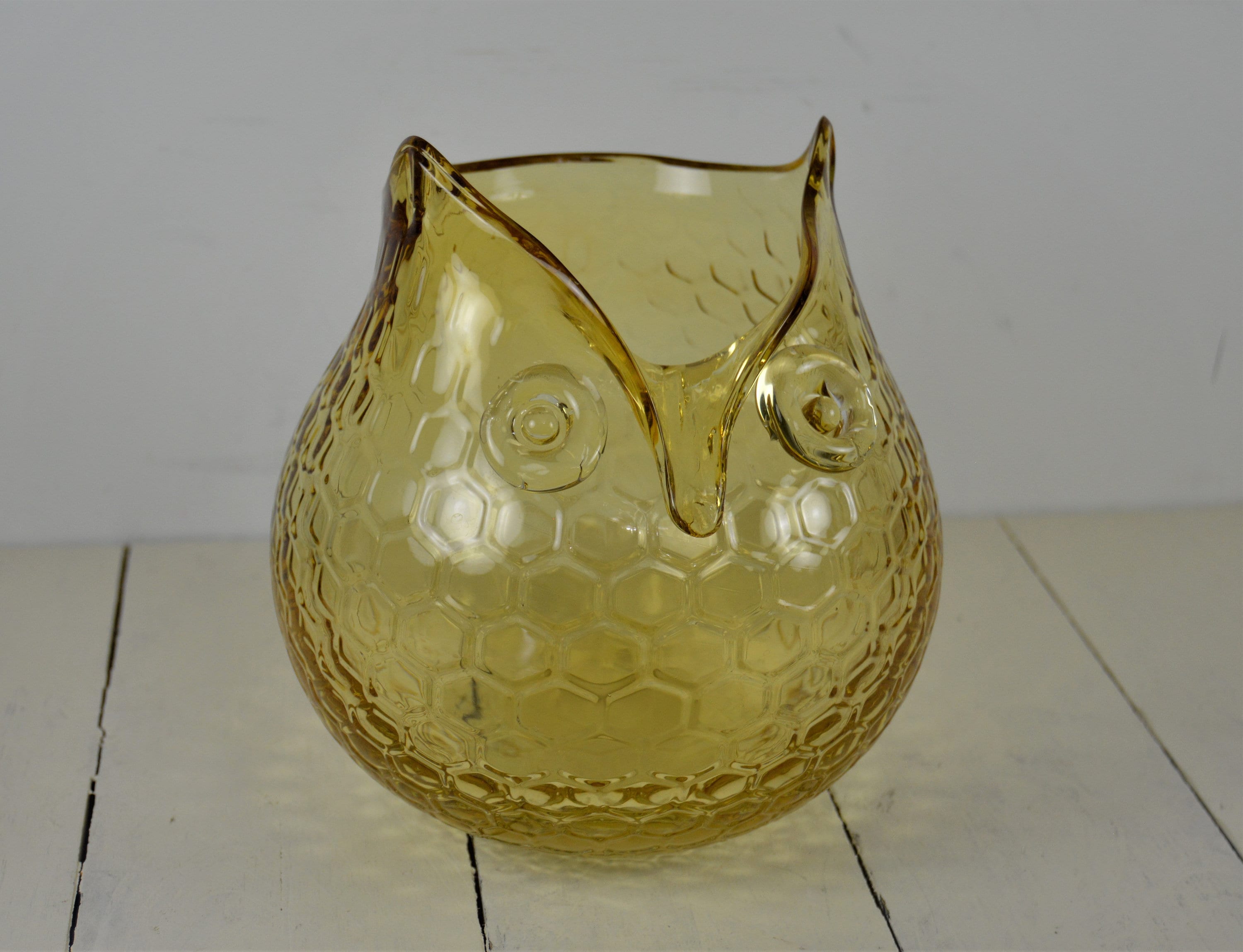 Vintage Owl Vase Amber Glass 7" Tall agrohort.ipb.ac.id