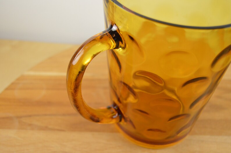 ELDORADO GOLD 56 oz Pitcher Pressed Glass Amber Honey Glass Dots by Hazel Atlas Polka Dots