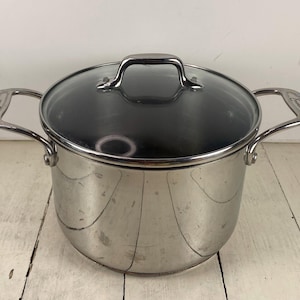Emeril by All-Clad 3 Quart Small Stock Pot with Lid 7.5", Handles, Stainless Steel with Copper Ring, USED