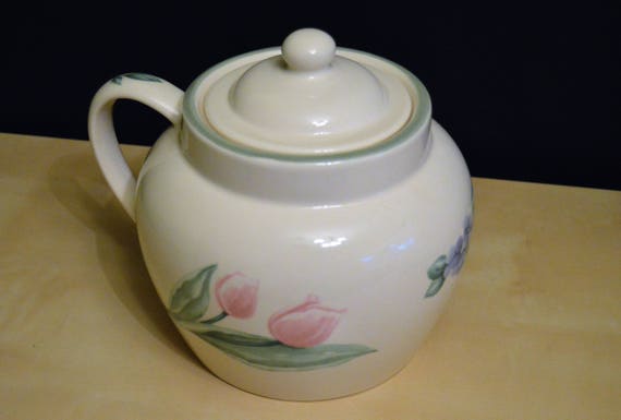 Pfaltzgraff Garden Party Bean Pot Single Handle Tulips Etsy