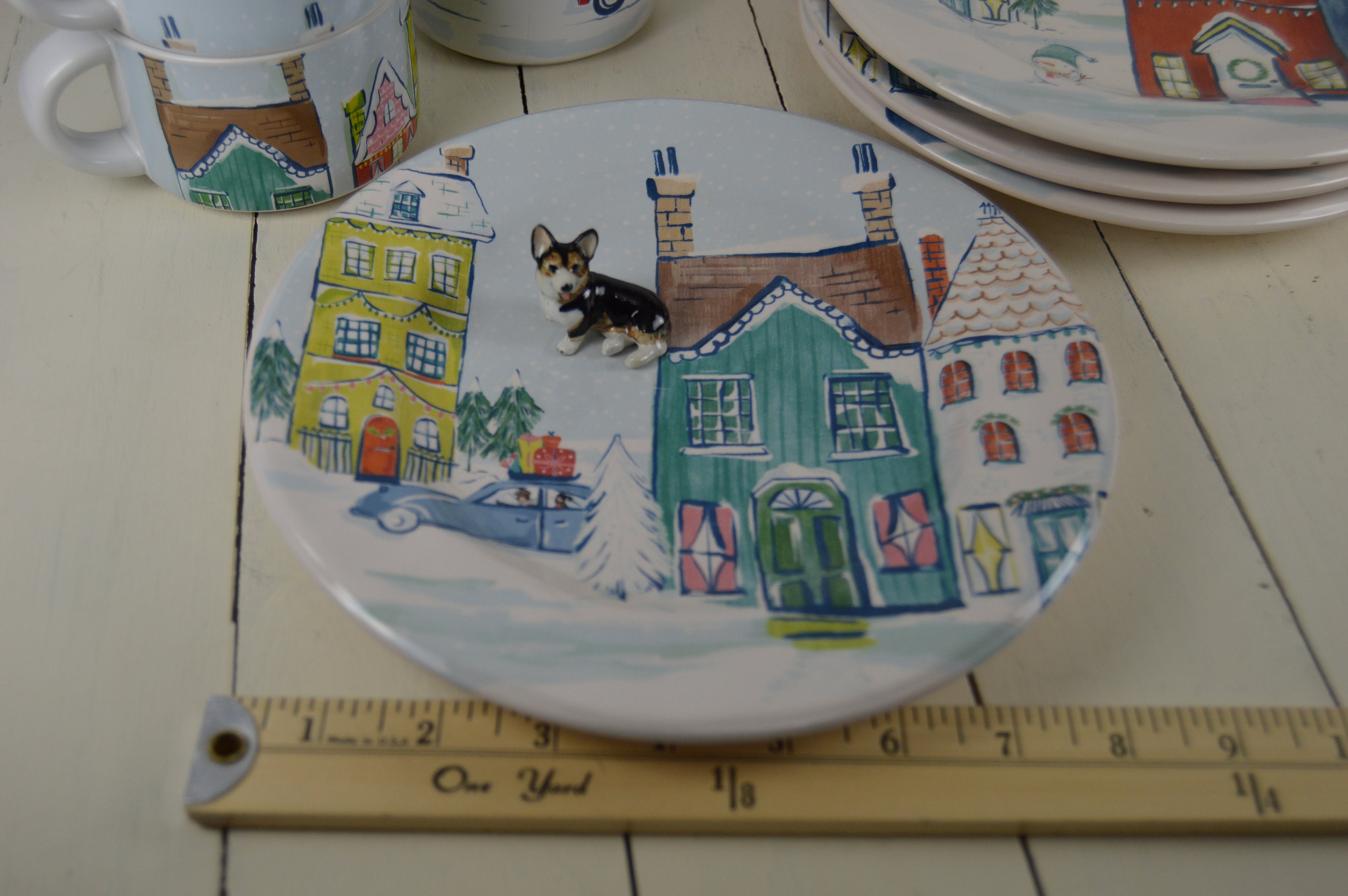 Set of 4 Pier 1 Christmas Holiday Plate and Cup Sets Snowy Etsy.de