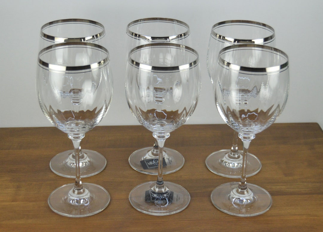 Set of 6 Mikasa STEPHANIE PLATINUM 12 Oz Water Goblets Etsy