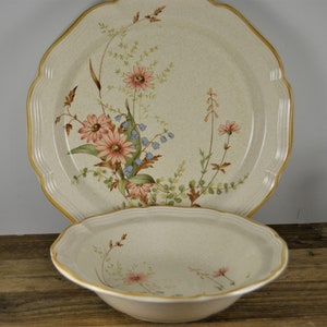 2 Pieces Mikasa FIELD BOUQUET, 1) 12.25&quot; Round Platter Chop Plate, 1) 9.5&quot; Vegetable Serving Bowl, Garden Club EB805 Japan
