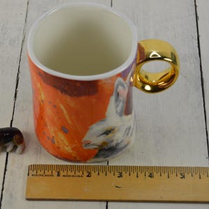 Anthropologie Laura Walcott WINTER FAUNA White Rabbit 13 oz Mug, Round Gold Handle, 4.25" bild 6