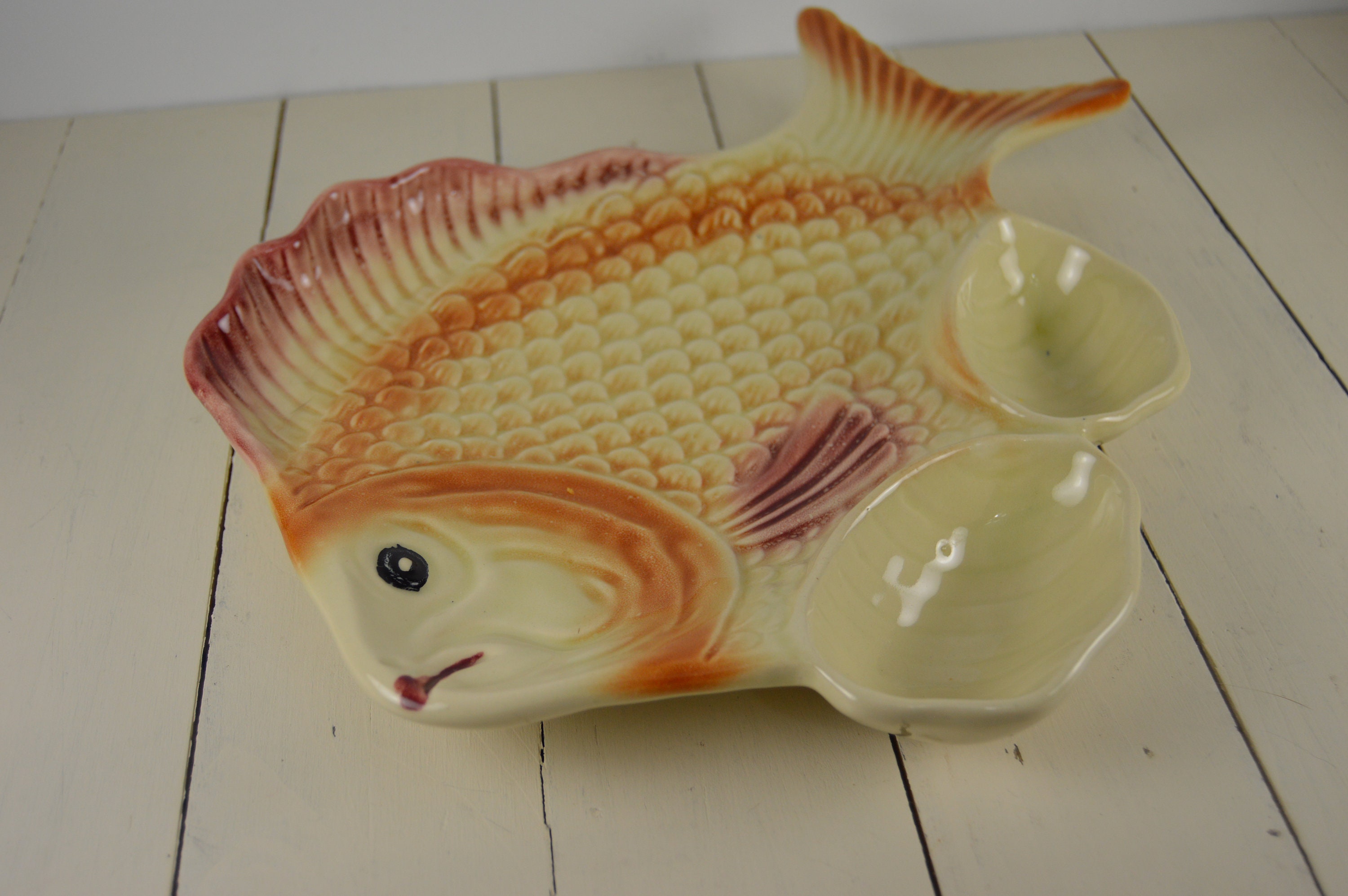 Vintage Heavy Ceramic Fish Platter 13.5 Two Shells for Etsy