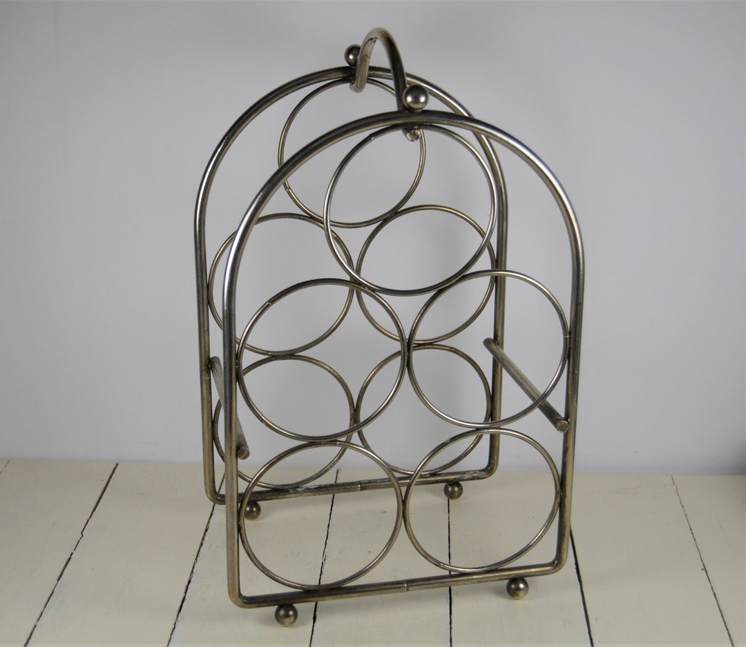 Silver Metal Wine Rack 13.75 X 8.25 Holds 5 Etsy