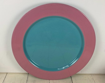 Lindt-Stymeist COLORWAYS 11" Dinner Plate Pink Turquoise, Two-Tone Colorful, Made in Japan, Used/Gray Marks