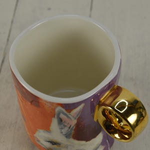Anthropologie Laura Walcott WINTER FAUNA White Rabbit 13 oz Mug, Round Gold Handle, 4.25" bild 3