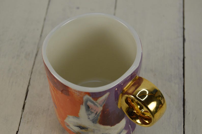 Anthropologie Laura Walcott WINTER FAUNA White Rabbit 13 oz Mug, Round Gold Handle, 4.25" bild 3