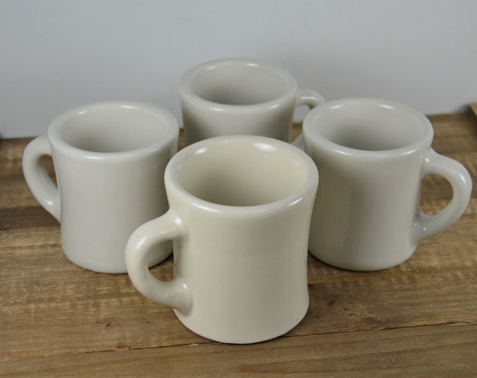 Set of 4 VICTOR 6 Oz Diner Mugs, 3 3/8, White, Small Cups, Hot Cocoa