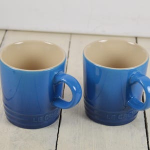 Set of 2 Le Creuset 3.5 oz Espresso Mugs, Blue Ombre with Beige Inside, 2 3/8&quot;, Demitasse Espresso Cup, Marseilles? Blue