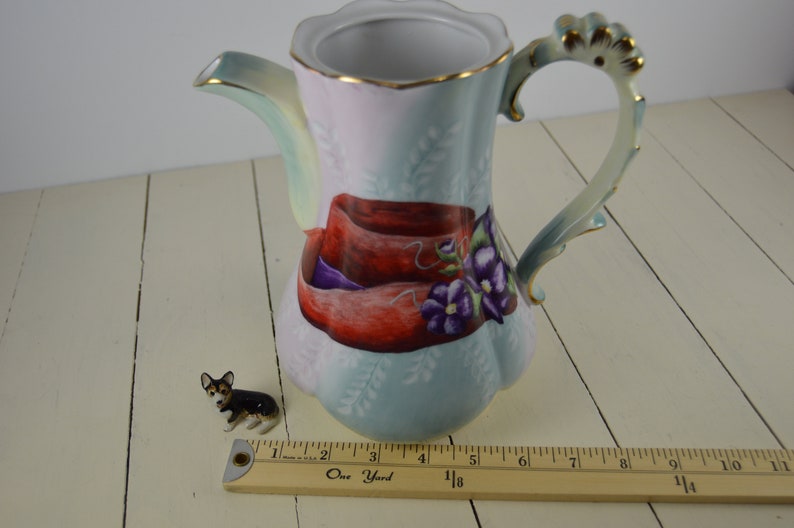 Vase Beautiful! 8 Vintage Hand Painted Coffee Pot WITH Red Hat Society Hats Graphic on top Decorative No Lid Olympic China