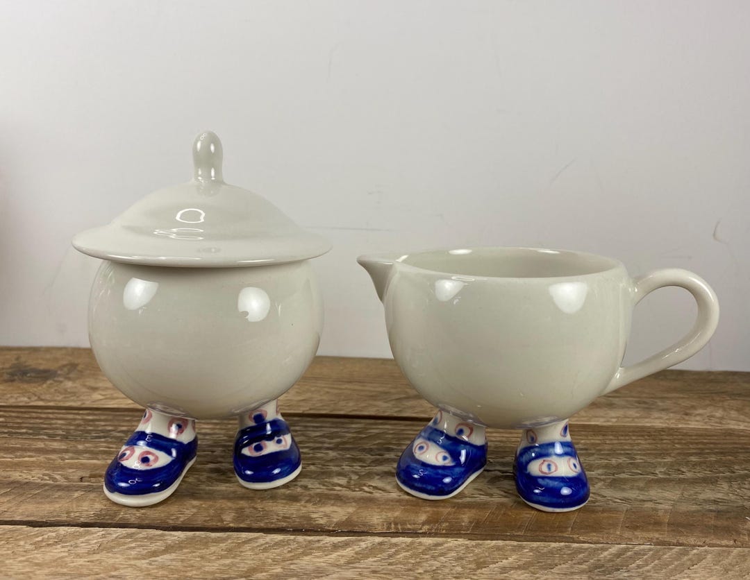 ＊Carlton ware walking Sugar Bowl & Lid＊ Carlton WALKING WARE Sugar Bowl With Lid and Creamer Set, White