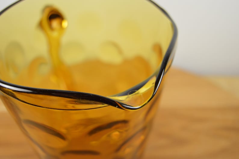 ELDORADO GOLD 56 oz Pitcher Pressed Glass Amber Honey Glass Dots by Hazel Atlas Polka Dots