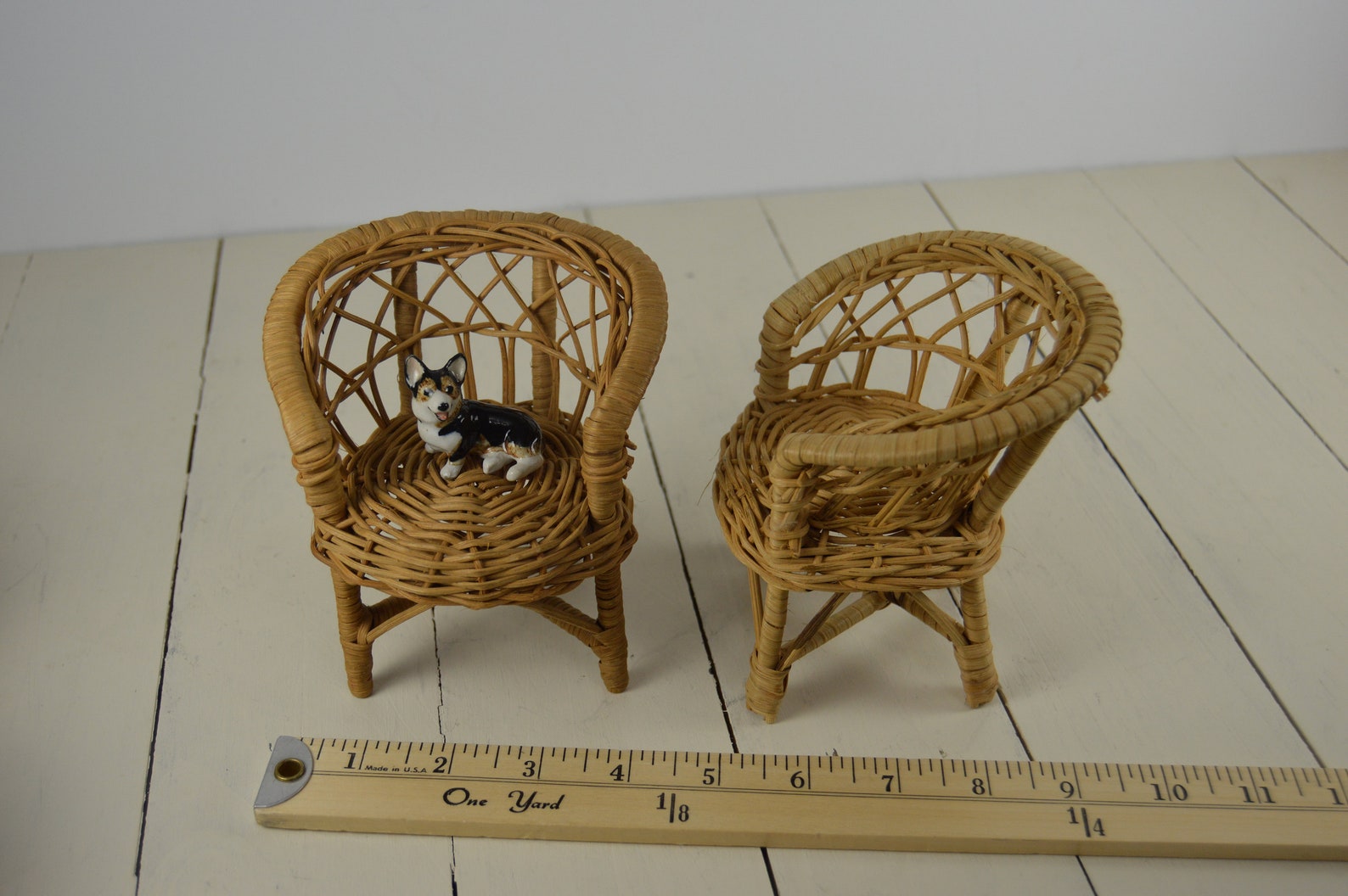6 Pc Set Vintage Rattan Wicker Doll Furniture 2 Couches/Love Etsy