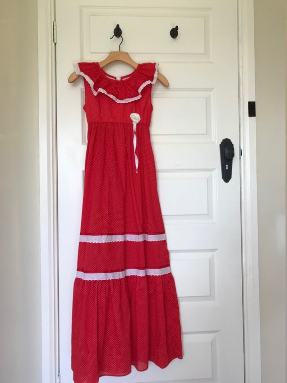 Liberty House bright red prairie dress - image 1