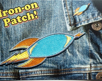 Pop Rocket iron-on embroidered patch