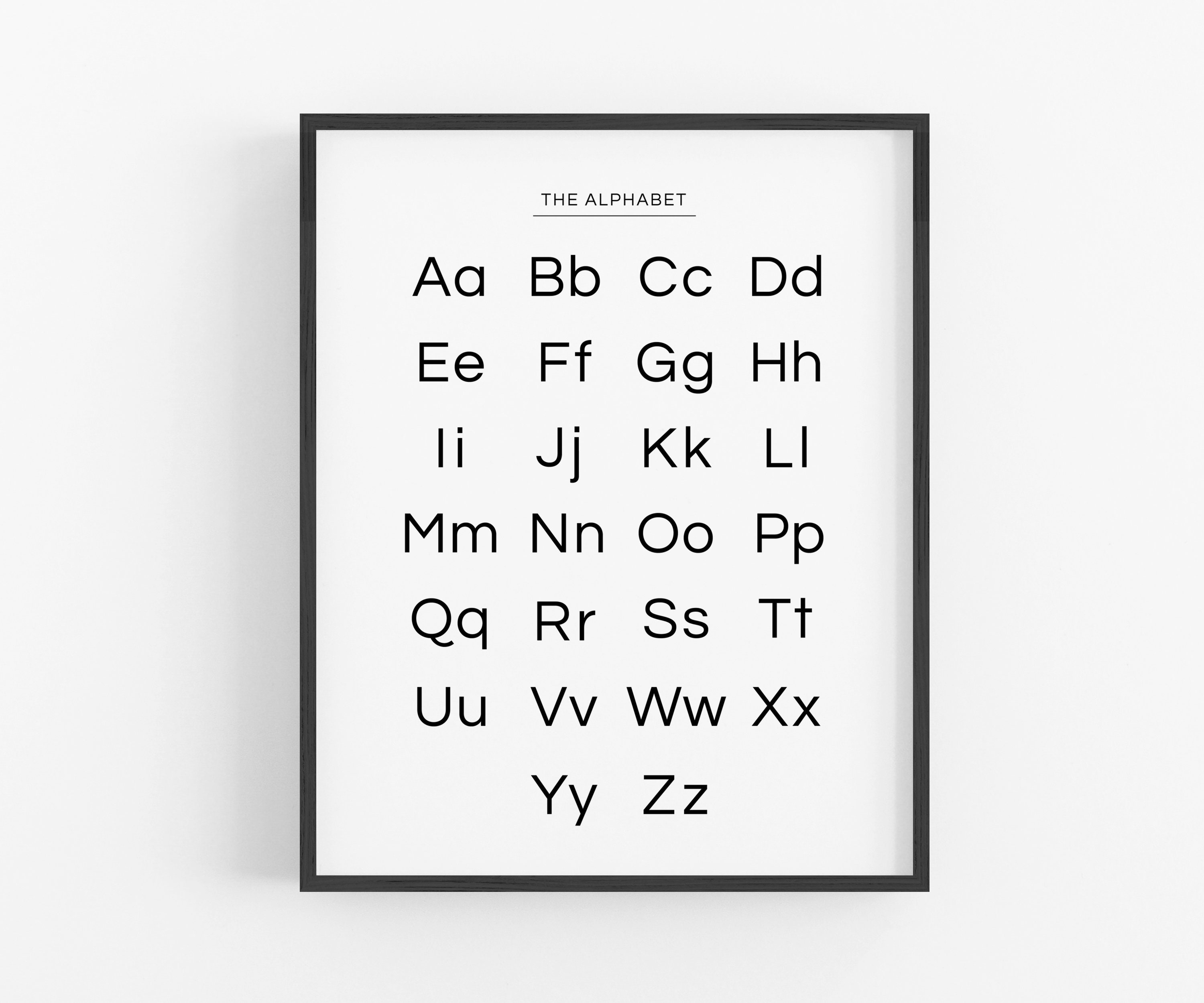 Alphabet Chart Black and White Children's Bedroom, Nursery or Playroom