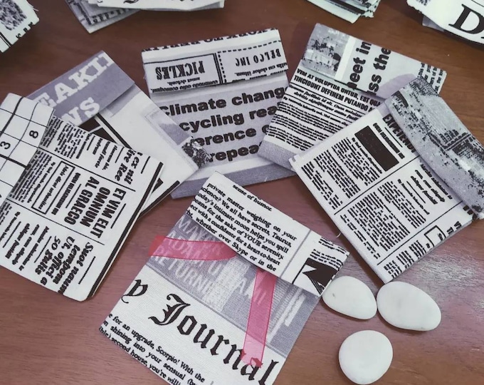 Original Graduation Favors - Newspaper Print Fabric Bags - with or without Confetti - Original Graduation Ideas