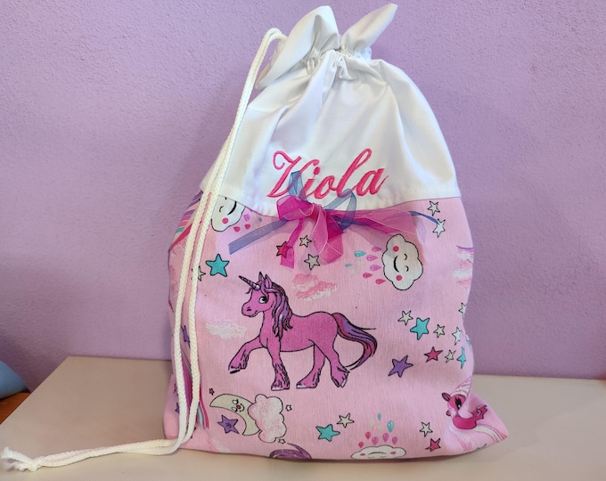 Nursery Coordinated Set - Pink Unicorn Bib and Towel, Nursery Bag for Girls