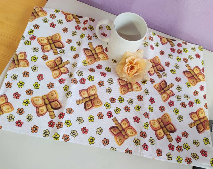 Handmade Cotton and Linen Placemat • Floral and Christmas Designs • Breakfast • Customizable with Name • Gift Idea