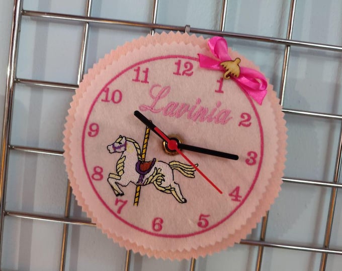 Personalized Gift - Small Embroidered Wall Clock with Name - Christmas Gift Idea