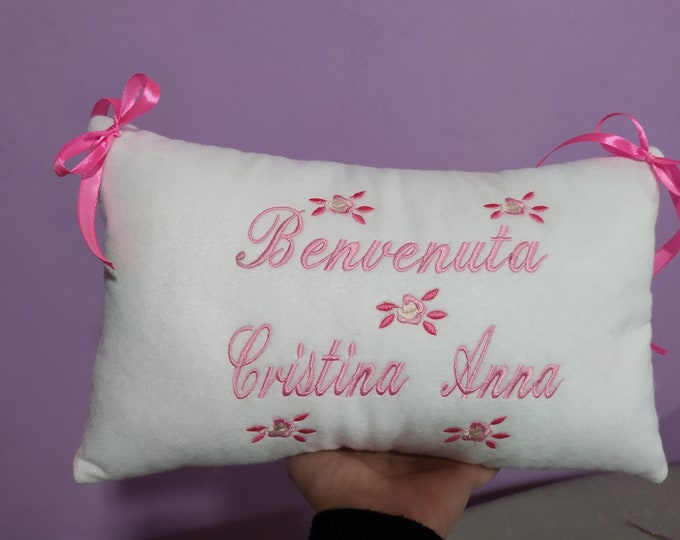 Personalized birth pillow with name, newborn gifts