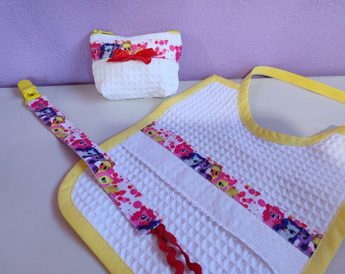 Baby Set - Handmade - Bib Set - Pacifier Holder - Pacifier Case