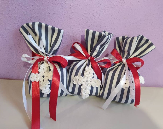 First Communion and Confirmation favors, crochet cross favor bags