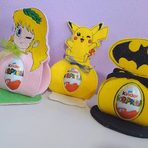 Segnaposto di Feltro Personalizzato per Bambini - Porta Ovetto di Cioccolato con Personaggi dei Cartoni Animati e Fumetti - Idea Festa