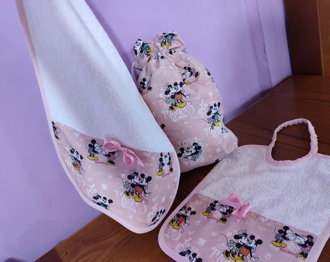 Personalized Nursery Set for Girls - Minnie and Mickey Mouse Birth Bag - Birth and Nursery Gifts