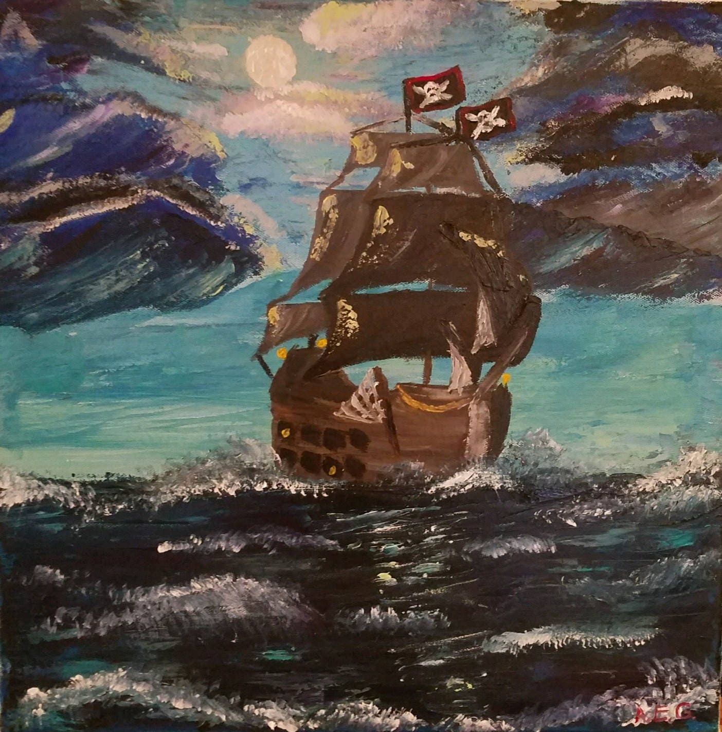 Pirate Ship prints of Original Painting Etsy Norway