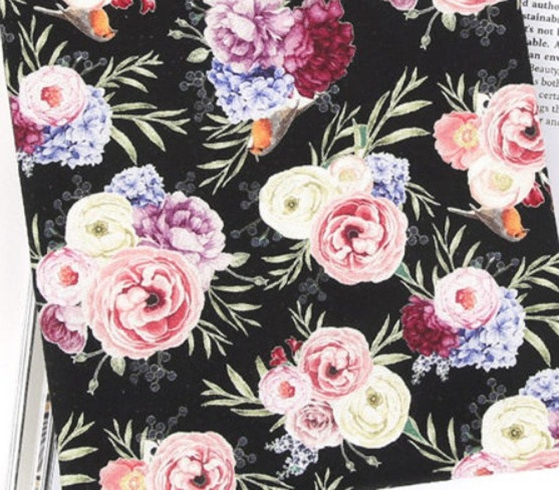 Vintage Floral Cotton Fabric Botanical FabricLovely Flower Etsy