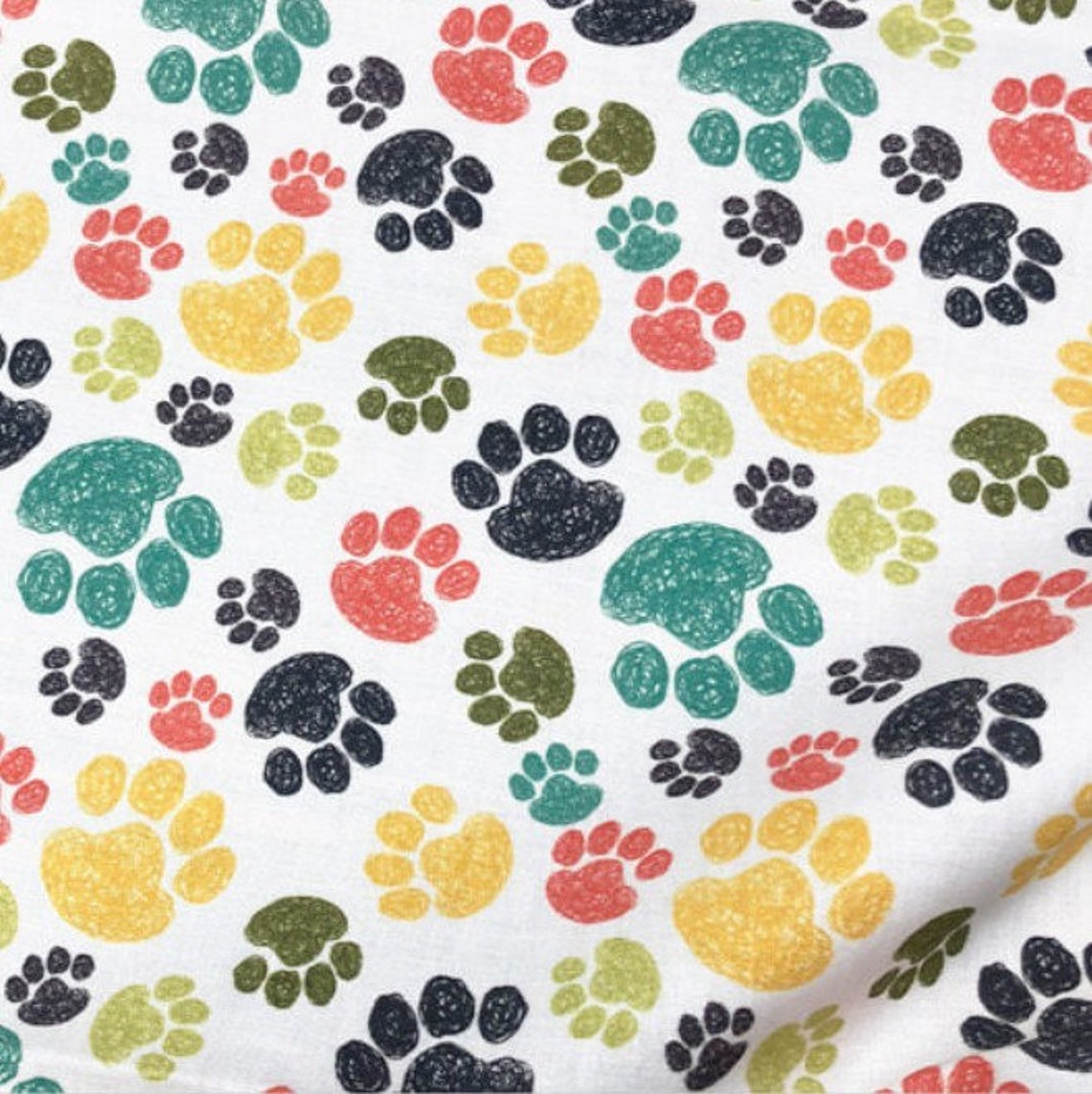 Dog paws Fabric Half yard fabric Face mask fabric Dog Paw Etsy