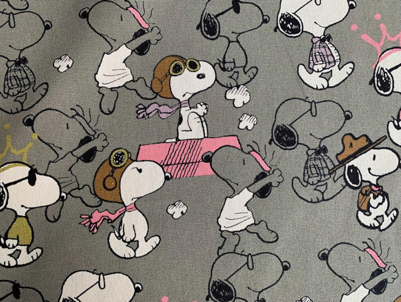 Snoopy Gray canvas Fabric Peanuts Fabric Kids Fabric Quilt Etsy