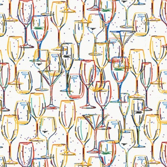 Wine Glasses Fabric Half Yard Fabric Classic Wine Cotton Etsy