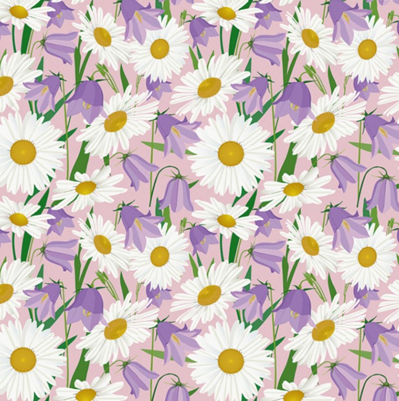 Daisy on Purple Cotton Fabric/half yard fabric/Floral Etsy
