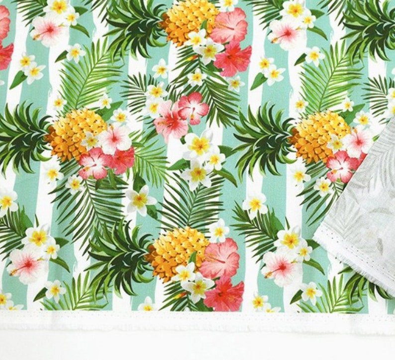 Pineapple Cotton Fabric/half yard fabric/Summer Fabric Etsy
