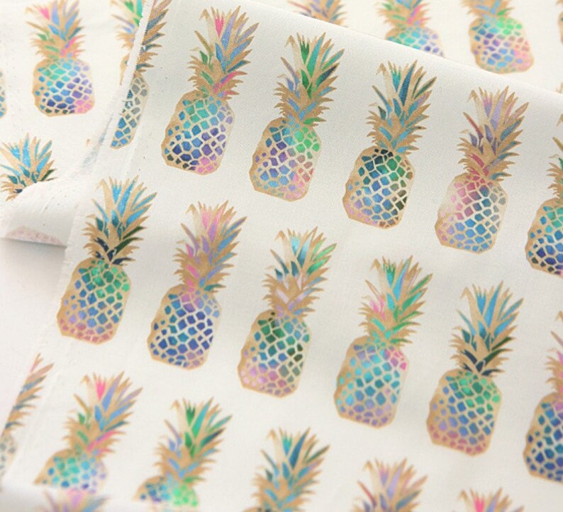 Colorful Pineapple Fabric/half yard fabric/Summer Fabric Etsy