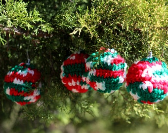 Christmas Baubles Crochet -set of four, Handmade  ornaments, crochet  ornaments, Christmas baubles, Handmade Christmas decorations Christmas