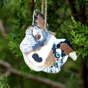 Hand-painted Wooden Sheltie Ornament, dog breed shetland sheepdog, pet sheltie, Sheltie for Christmas tree, handmade sheltie, Merle  sheltie