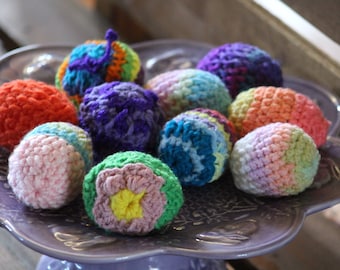 Handmade Crochet Easter Eggs: Colorful Spring Decor, Set of 10