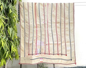 Antique Vintage Kantha Quilt Hand stitched Quilt Indian Ralli Quilt Reversible Kantha Throw Boho Cotton Quilt Handmade Kantha Sofa Bedspread